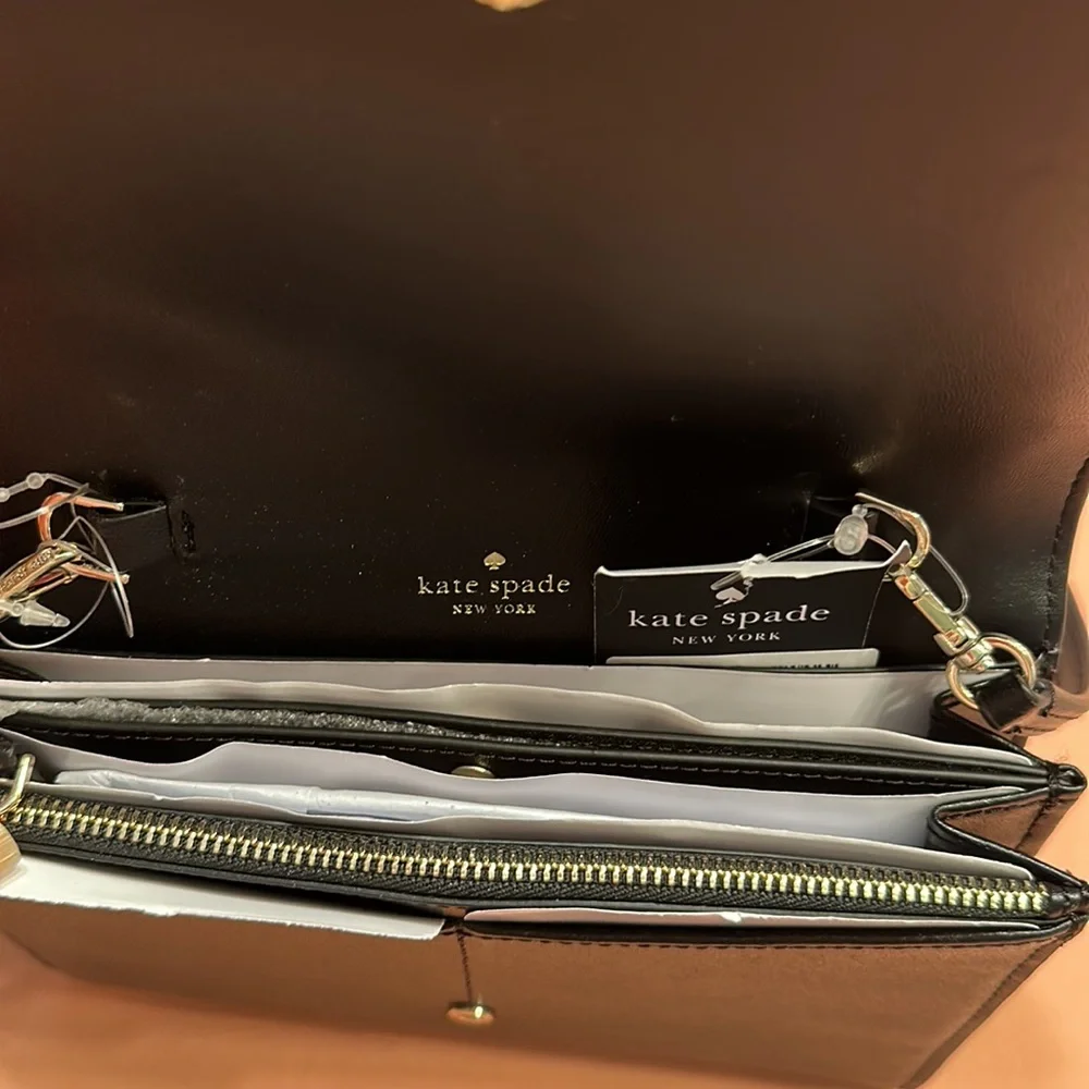New Kate Spade leather handbag. Black. Dust Bag Included.